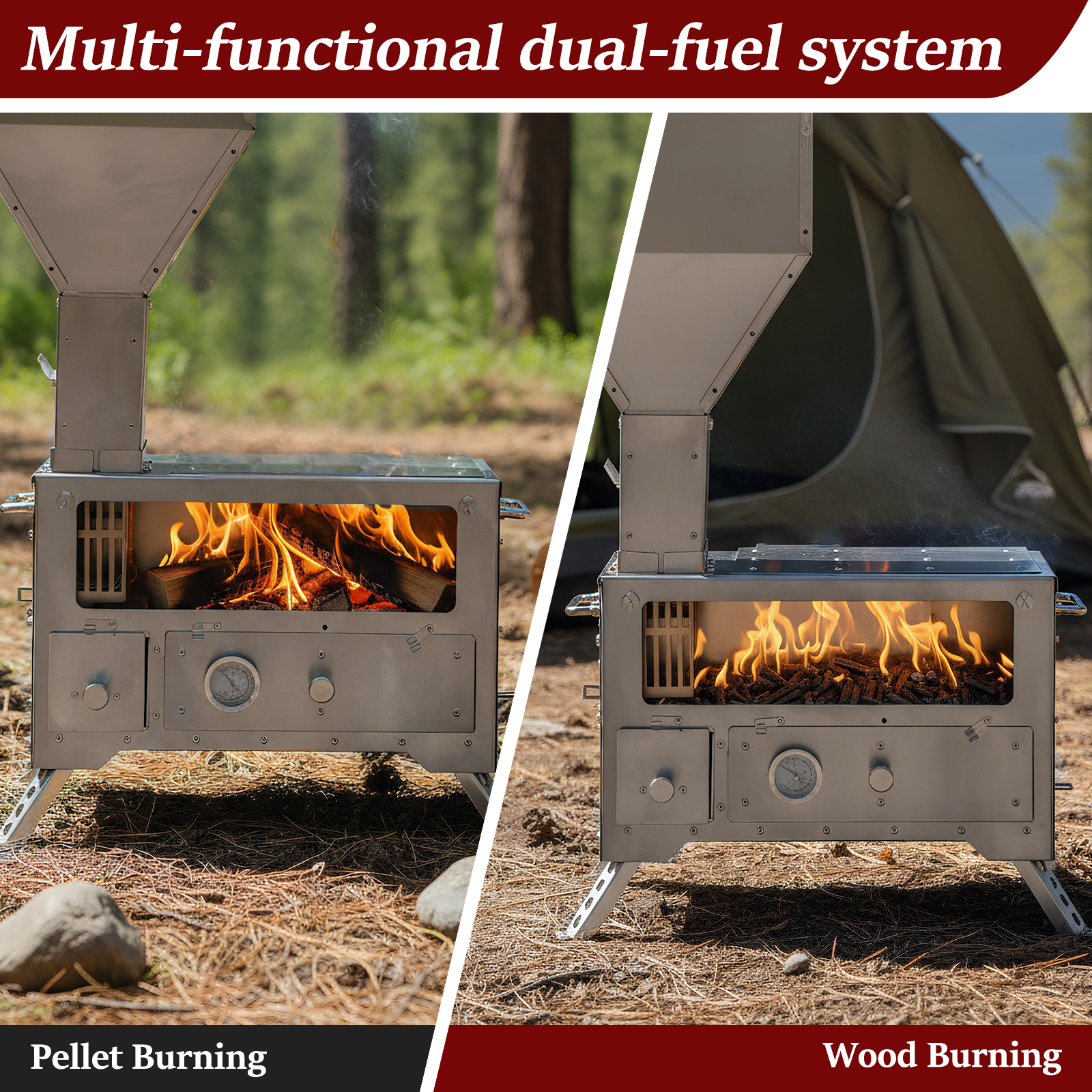 Wood Stove with Chimney Pipe P - مراجعة Hunting Fishing Outdoor وسعره