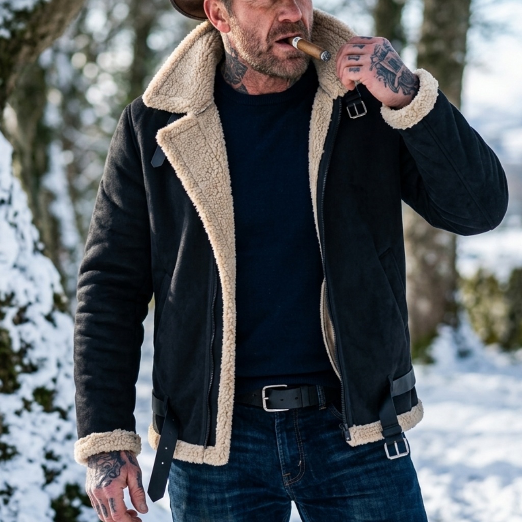 Men Winter Faux Suede Jacket F - مراجعة Hunting Outdoor Jacket وسعره