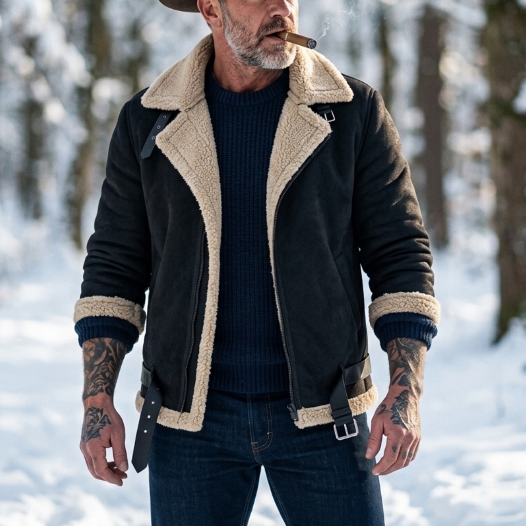 Men Winter Faux Suede Jacket F - مراجعة Hunting Outdoor Jacket وسعره