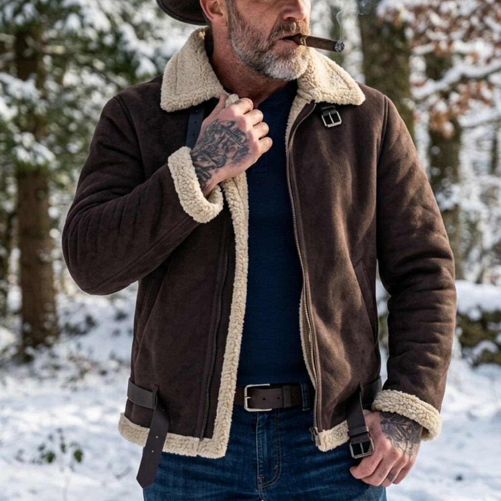 Men Winter Faux Suede Jacket F - مراجعة Hunting Outdoor Jacket وسعره